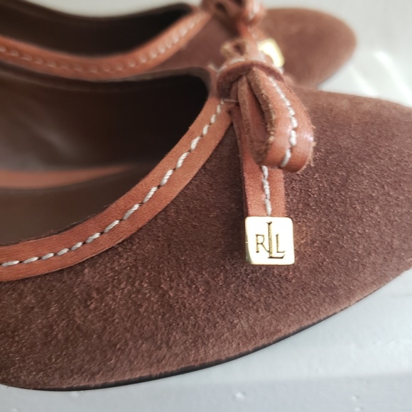 Ralph Lauren Brown Suede Wedge Pumps Size 9.5 - Picture 6 of 7
